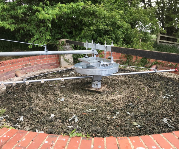 Self-dosing rotating distributor for sewage treatment on a small circular filter bed in Yorkshire