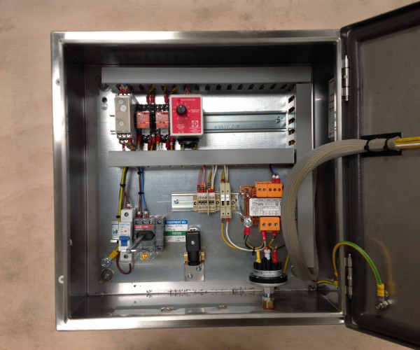 Inside of sewage ejector electro pneumatic panel