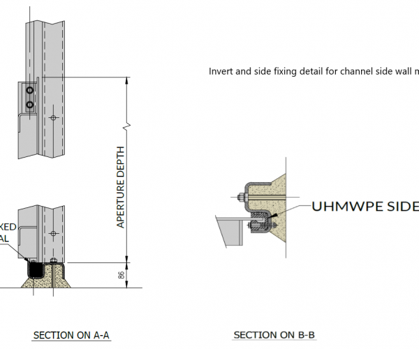 1Channel Side Wall Mounted Penstock Side & Invert wall mount detail