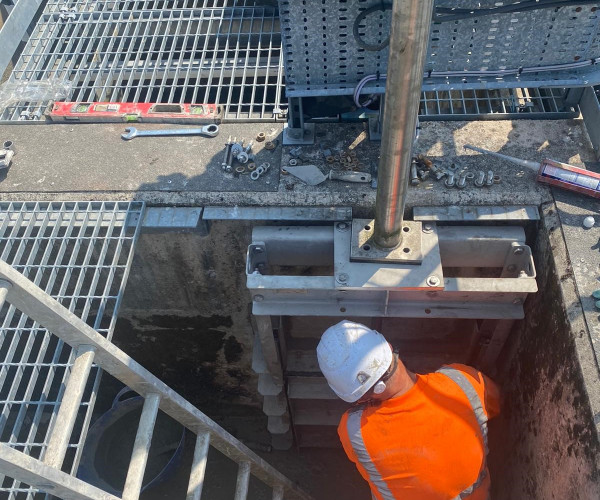 Install of wall mounted penstock in a chamber North East England fixing