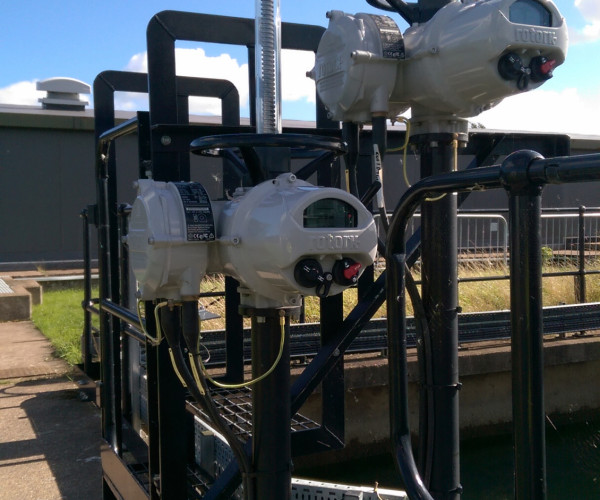 Rotork Actuators operating penstock valves on a clean water works installed by IQ Engineers