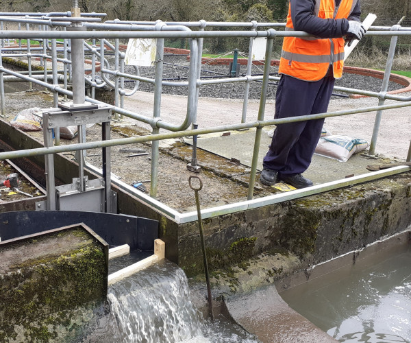 Installation of a channel mounted penstock in Cumbria engineer