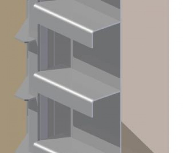 Cross section of wall mouted penstock