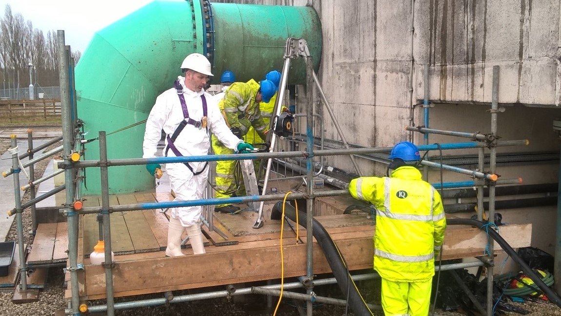 Penstock installation in clean water confined space chamber during critical shutdown
